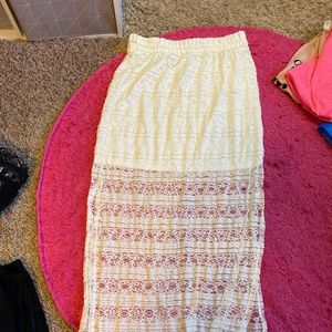 Long cream color lace skirt